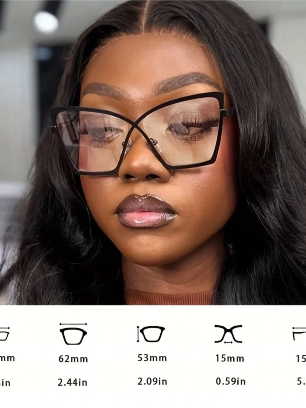 🆕 WomenSleek Black Oversized Cat-Eye Fashion Glasses for Women